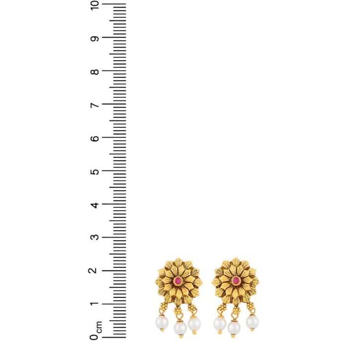 Antique Gold Flower Earrings - Image 3